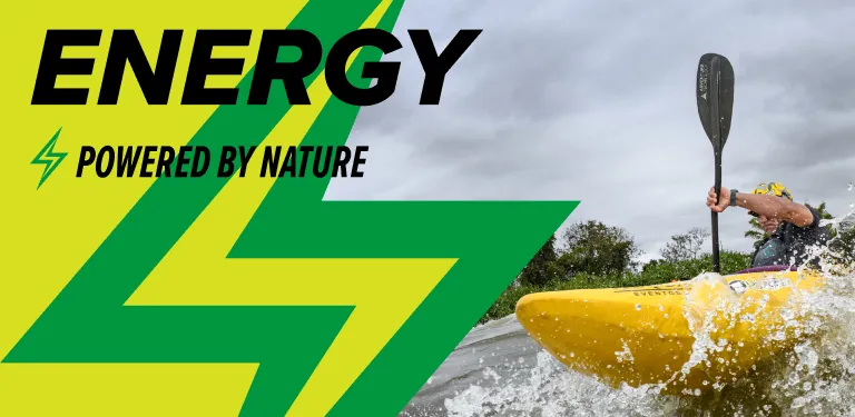 Banner biO2 Energy Powered by Nature com Pedro Oliva caiaque no rio