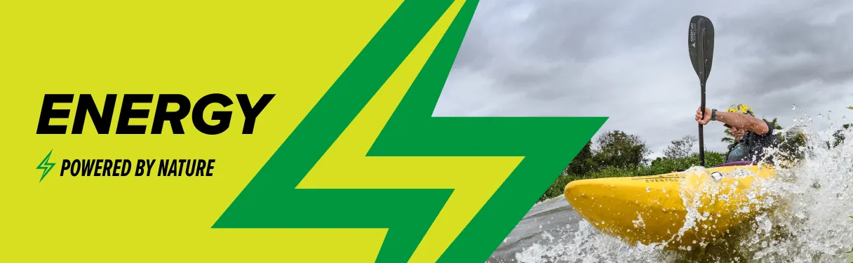 Banner biO2 Energy Powered by Nature com Pedro Oliva caiaque no rio