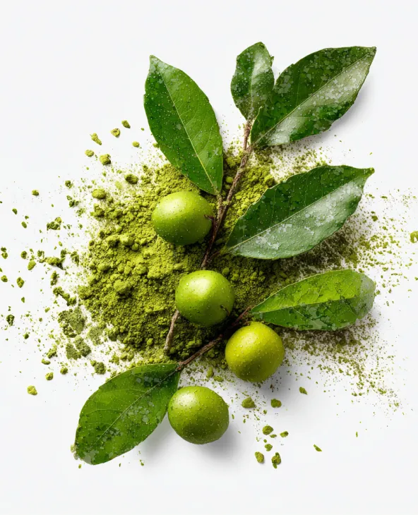 Sementes de café com pó de matchá