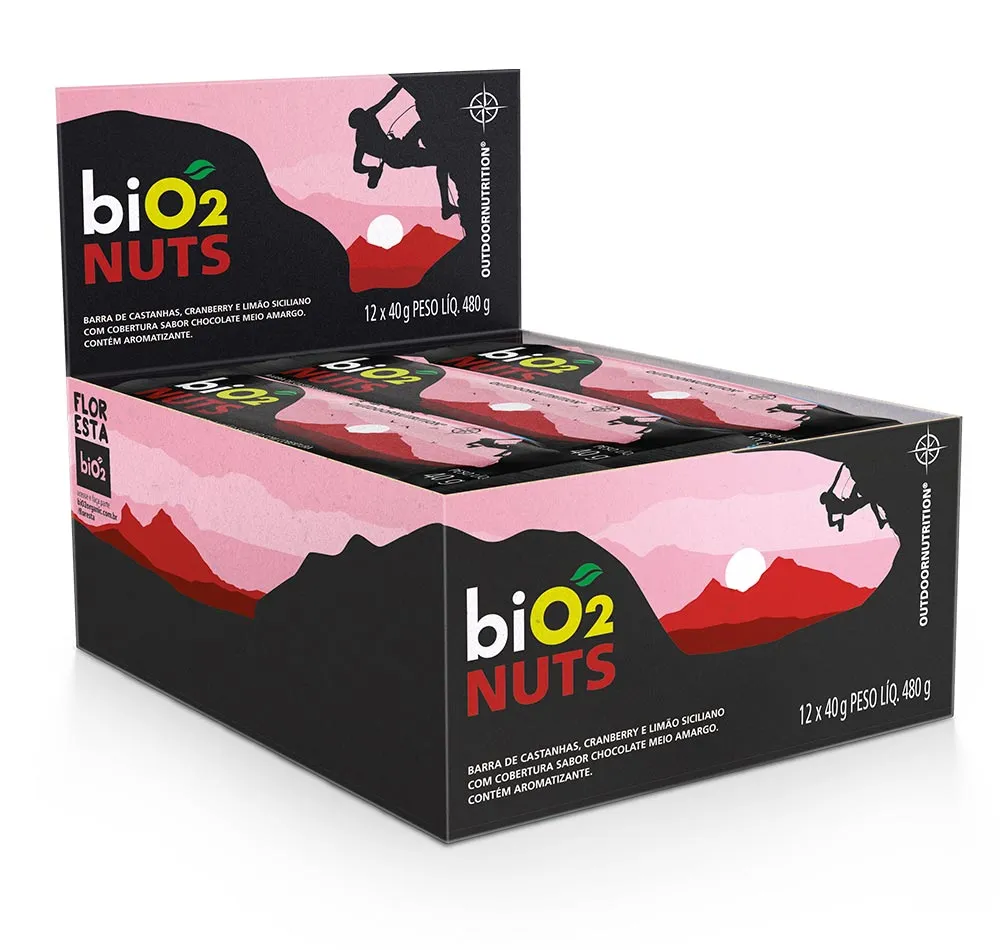 Barra de Castanhas e Cranberry com Limão Siciliano biO2 Nuts 40 g