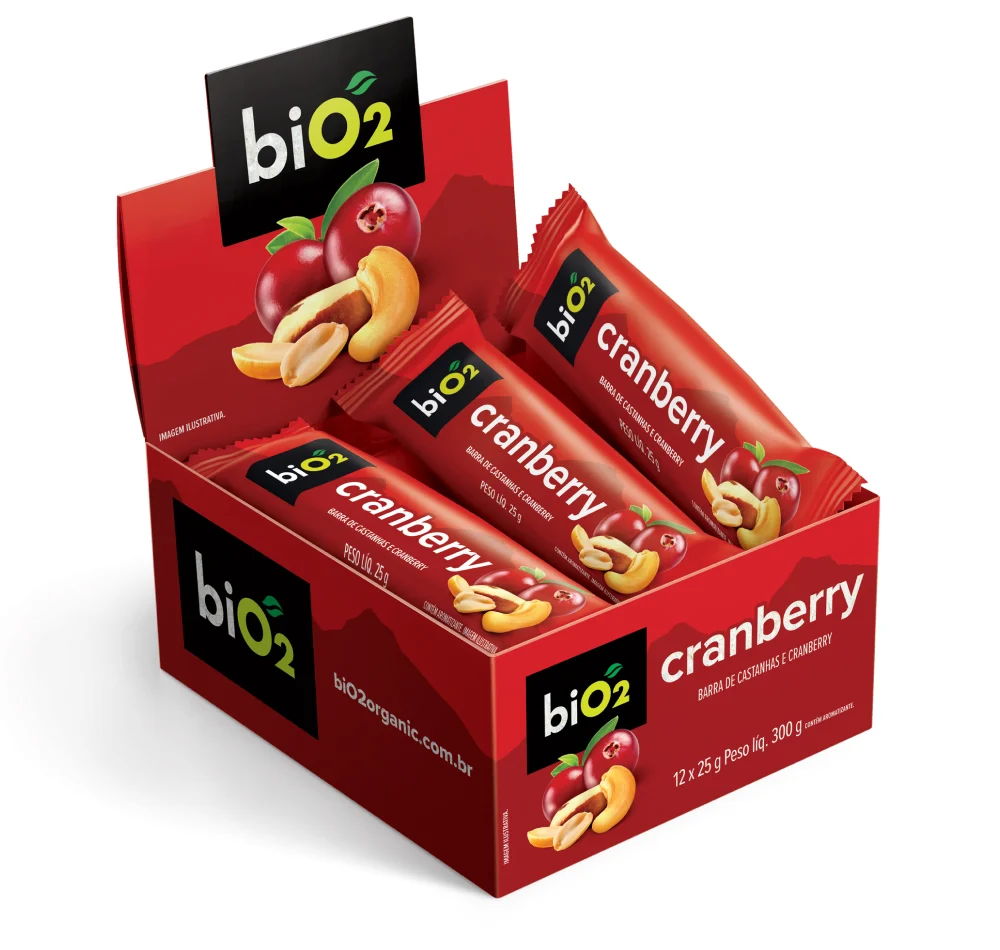 Barra de Castanhas e Frutas biO2 Nuts Cranberry 25 g - biO2