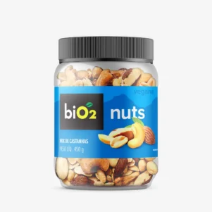 Mix de castanhas biO2 linha Nuts e Fruits, Vegano e Sem Glúten, pote com 450 gramas