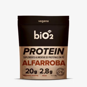 Suplemento Proteína Vegetal em Pó de Arroz e Ervilha biO2, linha Protein & Performance, vegana e sem glúten, sabor Alfarroba, pote de 908 gramas