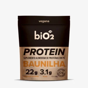 Suplemento Proteína Vegetal em Pó de Arroz e Ervilha biO2, linha Protein & Performance, vegana e sem glúten, sabor Baunilha, pote de 908 gramas.
