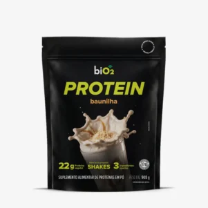 Suplemento Proteína Vegetal em Pó de Arroz e Ervilha biO2, linha Protein & Performance, vegana e sem glúten, sabor Baunilha, pote de 908 gramas.