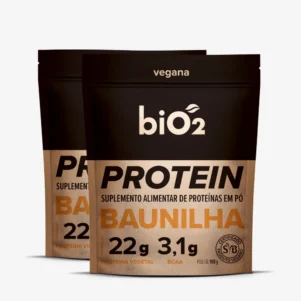 Combo 2x Suplemento Proteína Vegetal em Pó de Arroz e Ervilha biO2, linha Protein & Performance, vegana e sem glúten, sabor Baunilha, pote de 908 gramas