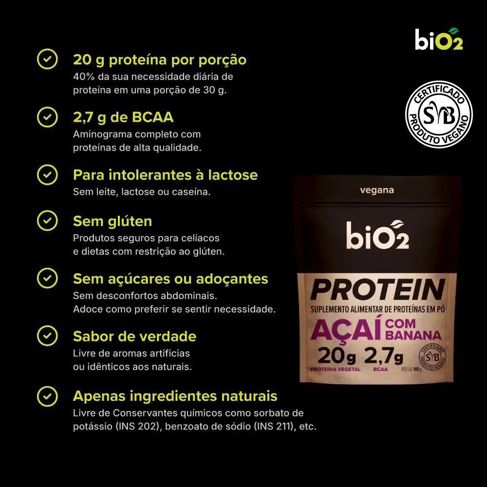 Proteína Vegana de Arroz e Ervilha com Açaí e Banana 908g