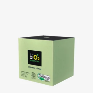 Chá verde e limão biO2, orgânico, vegano e sem glúten, embalagem com 13 sachês