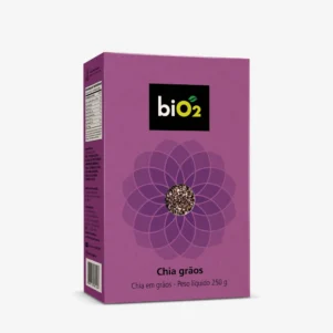 Chia em grãos biO2 Vegana e Sem Glúten, embalagem com 250 gramas